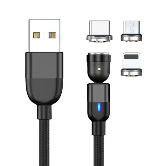 540° Rotatable 3 in 1 Magnetic Cable 3A Data Fast Charging